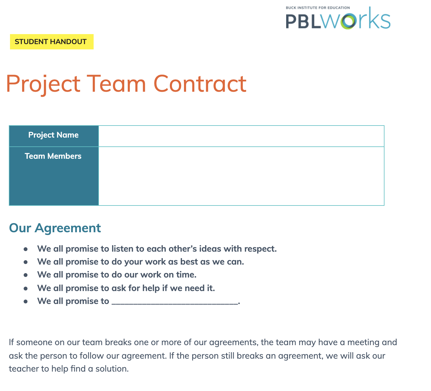 Project Agreement Template